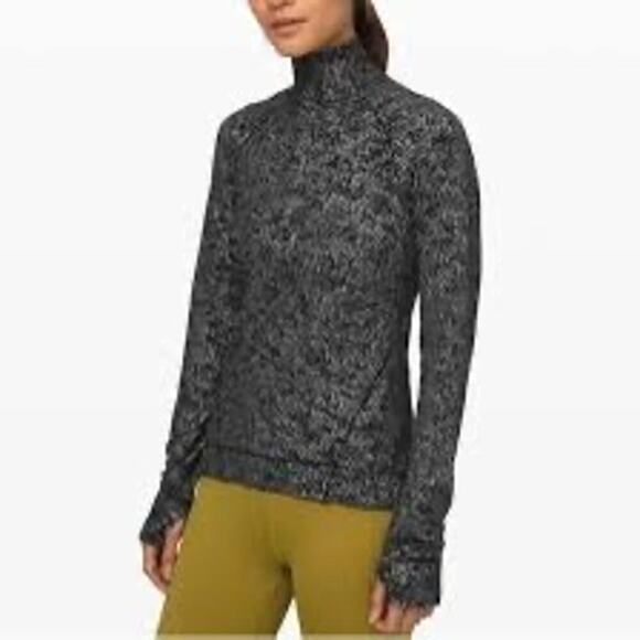 Lululemon Outrun the Elements 1/2 Zip Pullover Top Jacquard Black Size 8 - Picture 7 of 10
